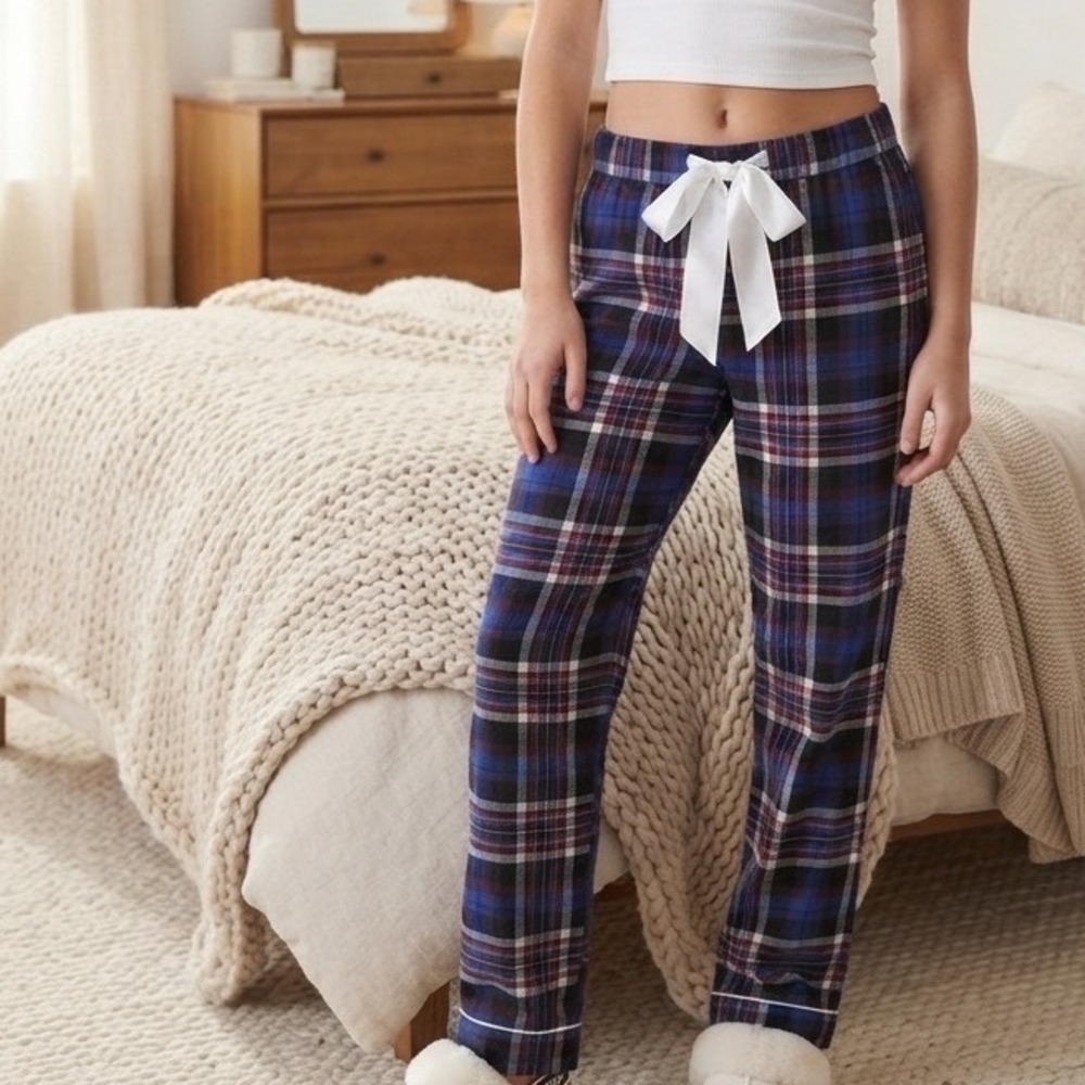 Abercrombie Vintage Y2K Sleepwear Blue Red Plaid Flannel Pajama Pants Small